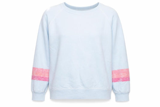 Hush Women Blue Small Pullover Sweatshirt with Pink Stripes
