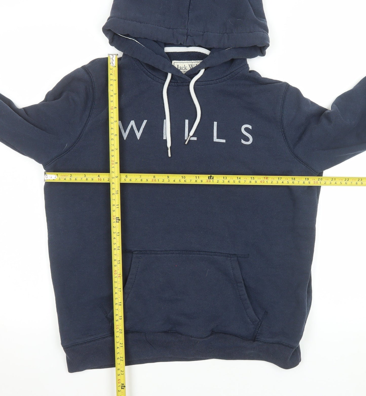 Jack Wills Women's Navy Blue Pullover Hoodie UK 14 Cotton Blend