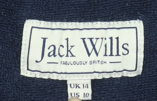 Jack Wills Women's Navy Blue Pullover Hoodie UK 14 Cotton Blend
