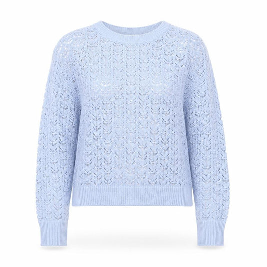 Brave Soul Women's Blue Open-Knit Crew Neck Jumper Size S
