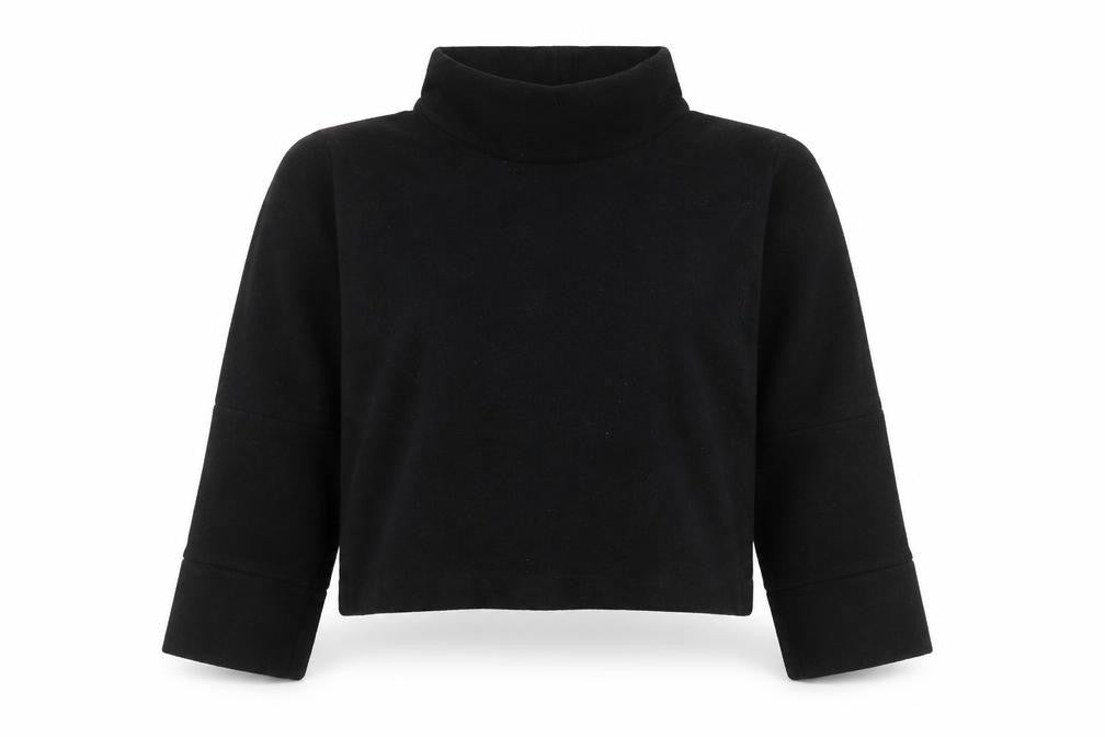 COS Womens Black Wool Blend Long Sleeve Mock Neck Pullover Sweatshirt Size S