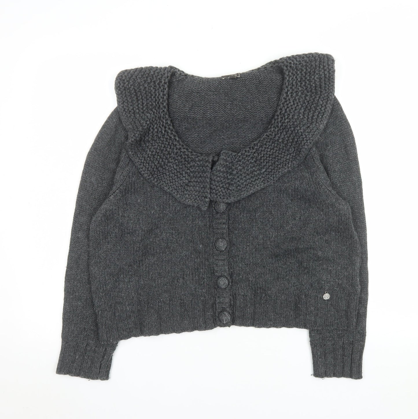NW3 Women Grey L Cardigan Lambswool Angora Blend Knit
