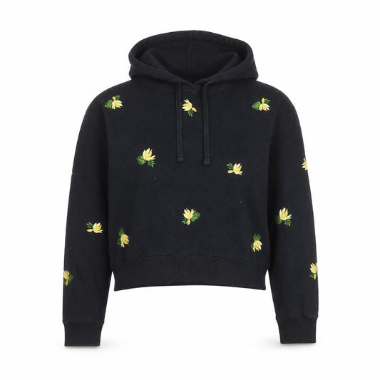 Jack Wills Women's Black Floral Embroidered Pullover Hoodie UK 8