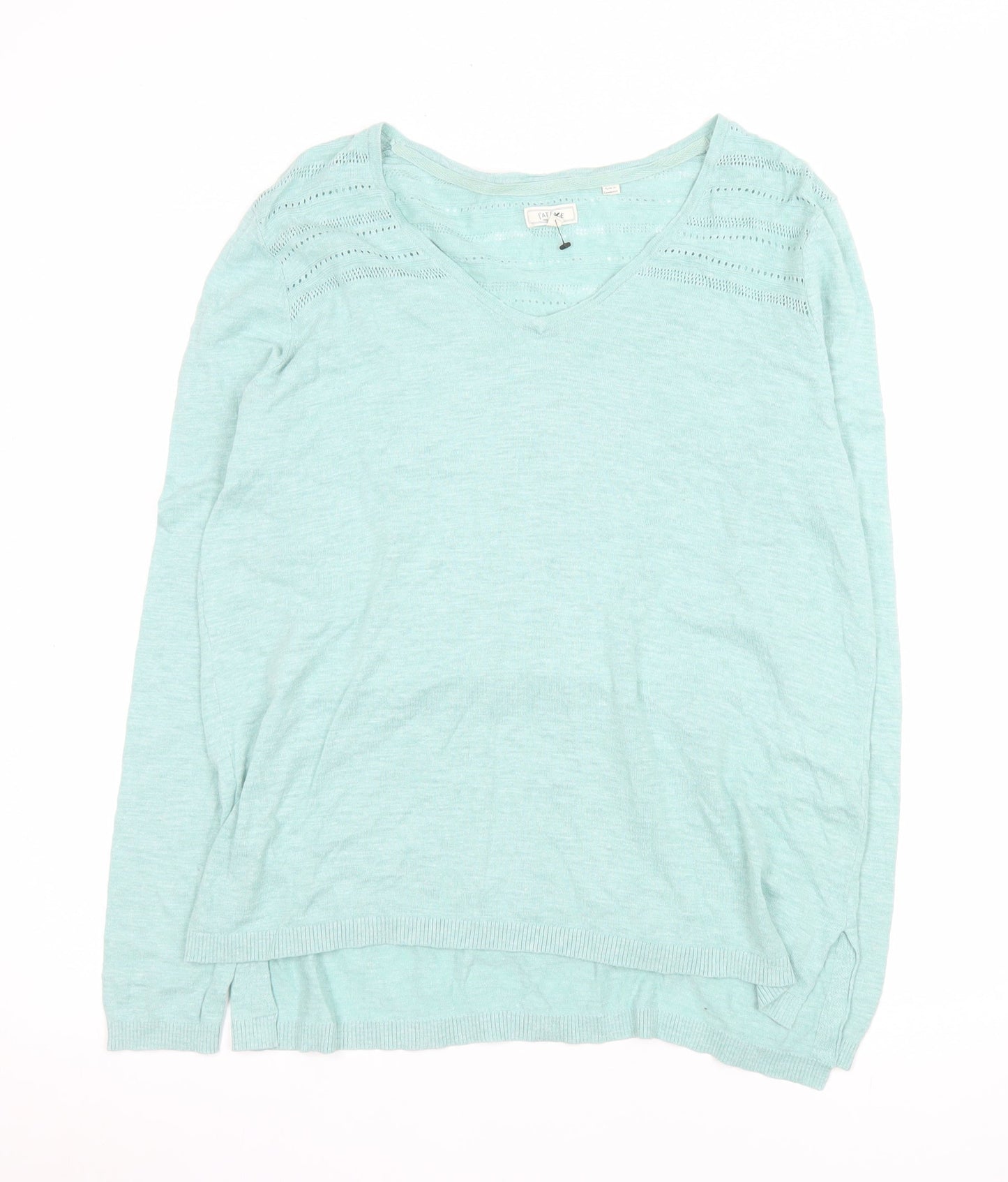 Fat Face Women’s Green Cotton Long Sleeve Jersey Blouse Size 12
