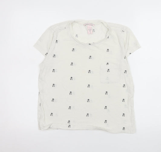 Victoria's Secret Women's Ivory Palm Print Short Sleeve T-Shirt Size 12