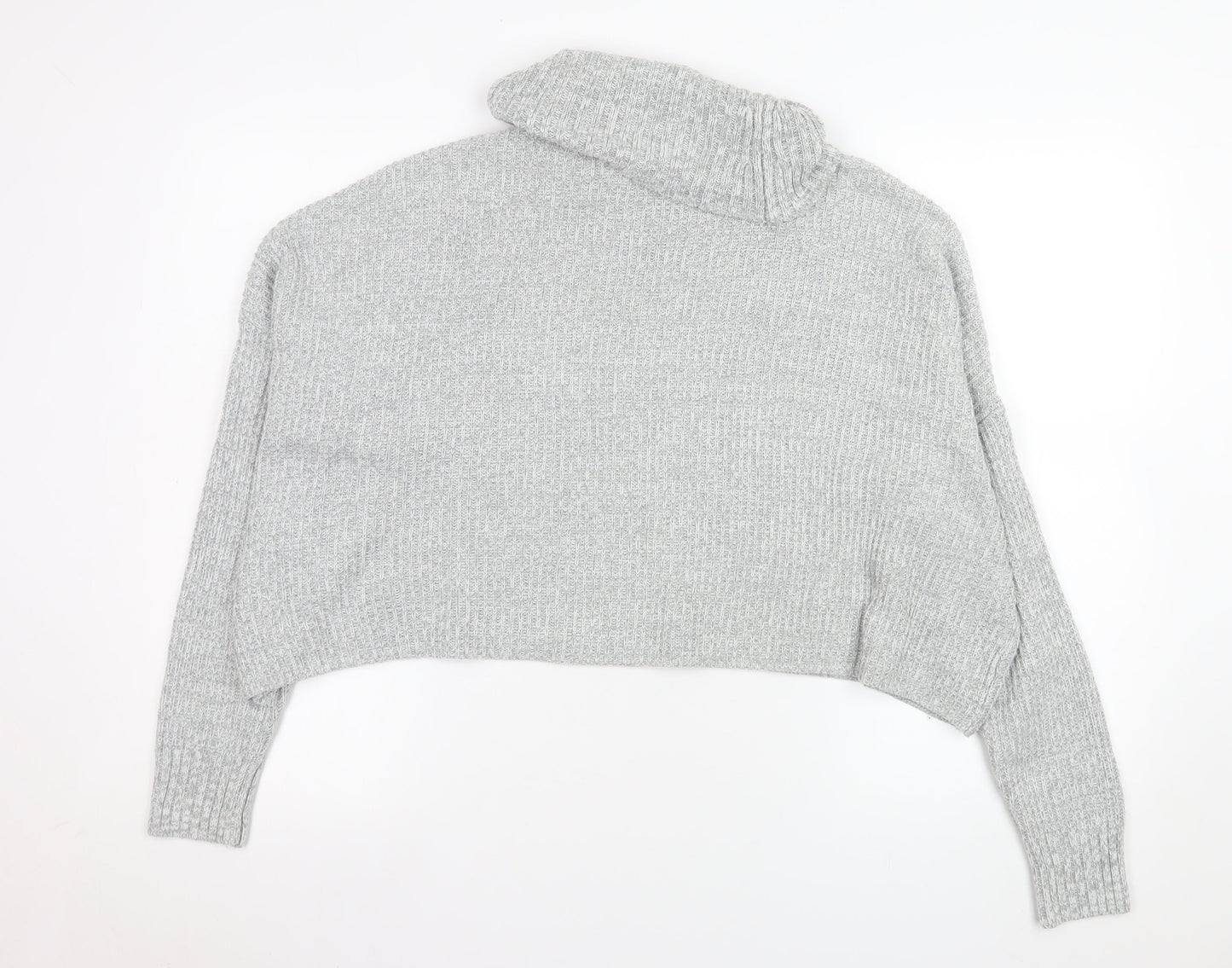 Hollister Women’s Grey Roll Neck Chunky Knit Pullover Jumper XS