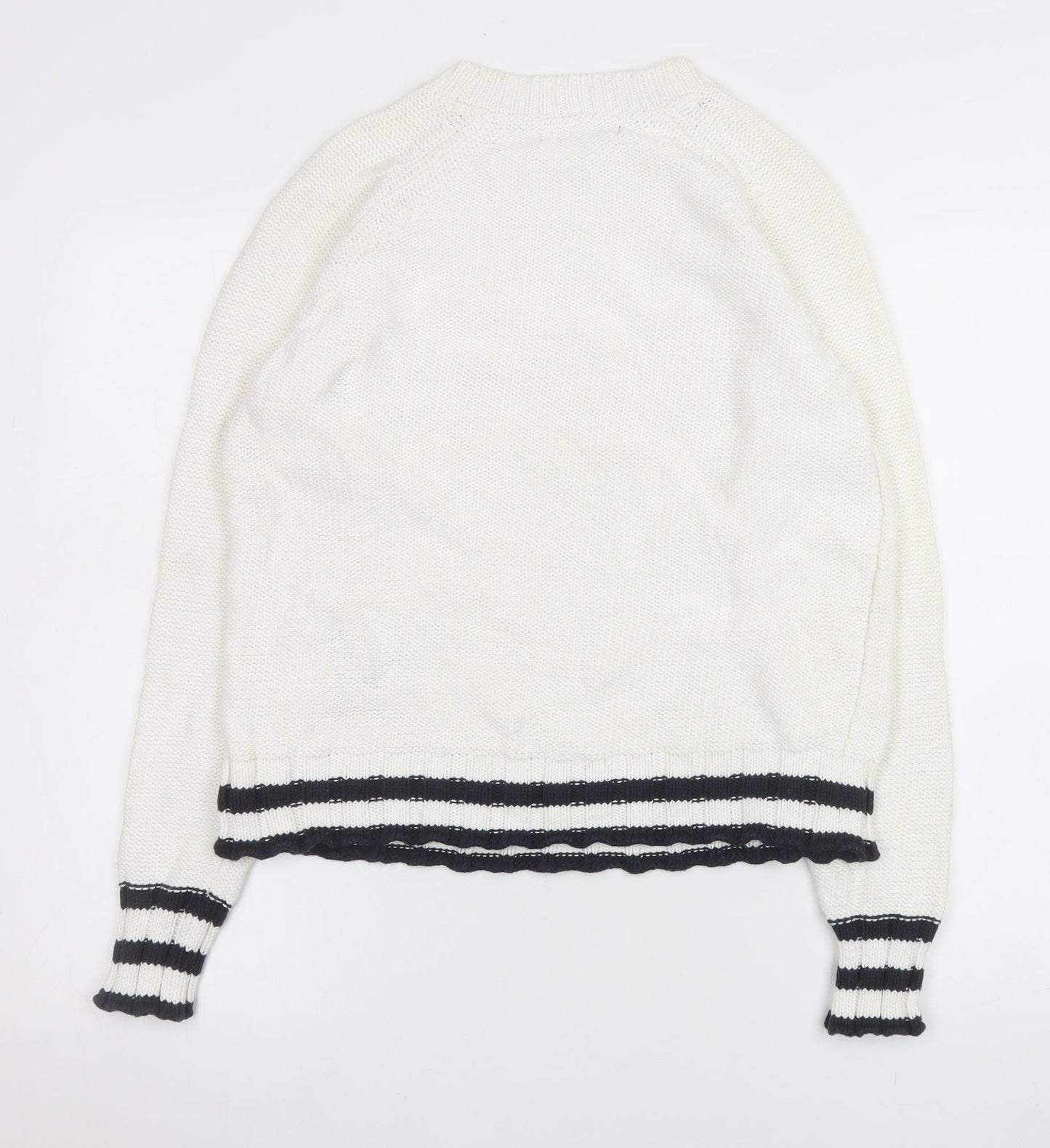 Crew Clothing Company Women White Anchor Knit Jumper Size 10 Cotton Blend