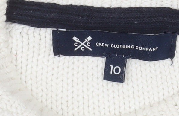 Crew Clothing Company Women White Anchor Knit Jumper Size 10 Cotton Blend