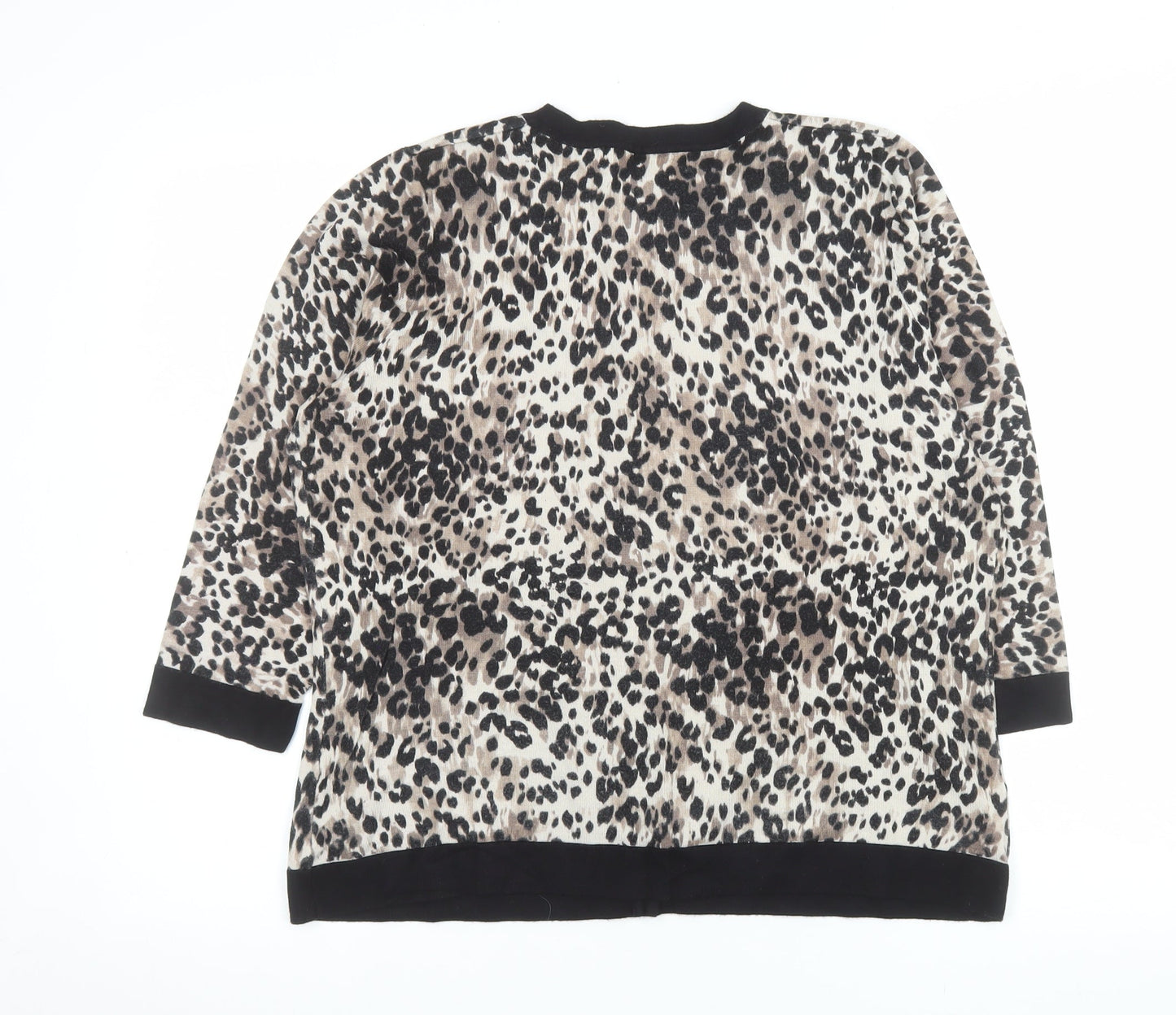 Principles by Ben de Lisi Women's Beige Leopard Cardigan Size 16
