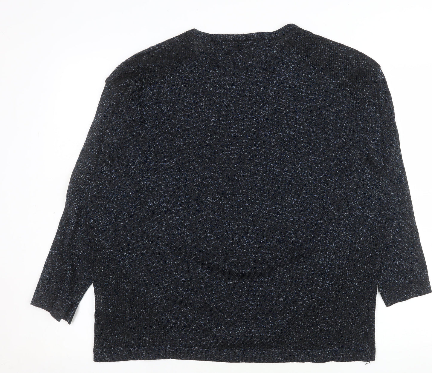 Last Woman Women's Black Glitter Knit 3/4 Sleeve Pullover Jumper S