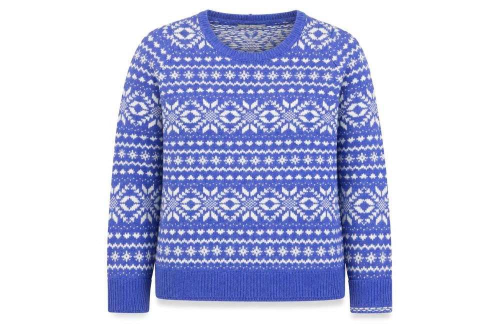 Marks & Spencer Women Blue Fair Isle Lambswool Jumper UK 12