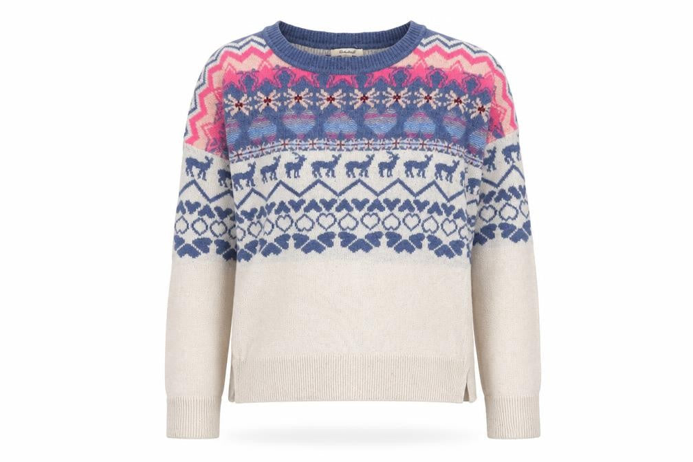 White Stuff Women's Beige Fair Isle Wool Jumper UK 8 Long Sleeve