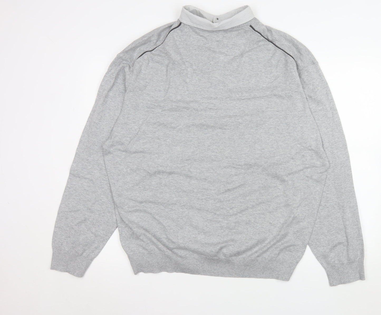 Next Men’s Grey 3XL V-Neck Cotton Knit Pullover Sweatshirt