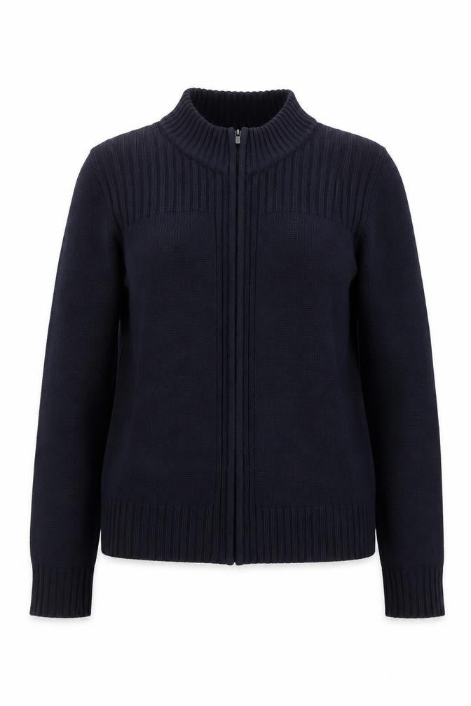 Isle Women's Blue Cotton Zip Up Knit Jacket Size S 10-12