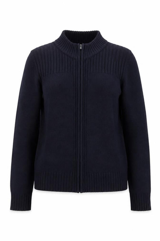 Isle Women's Blue Cotton Zip Up Knit Jacket Size S 10-12