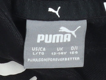 Puma Girls Black Hooded Pullover Sweatshirt 13-14 Years 164 Cotton Blend