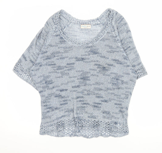 Marks and Spencer Women Blue Size 12 Knit Short Sleeve Pullover Jumper