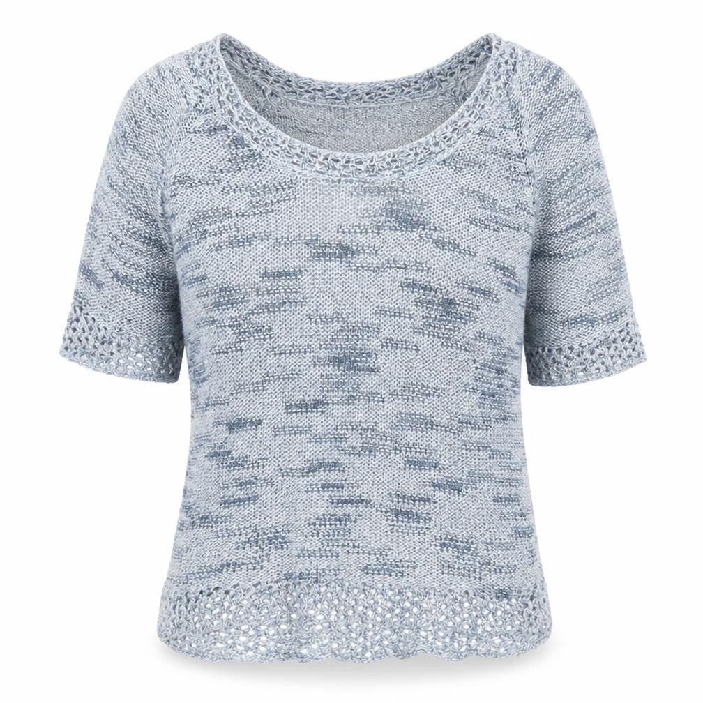 Marks & Spencer Women Blue Size 12 Knit Short Sleeve Pullover Jumper