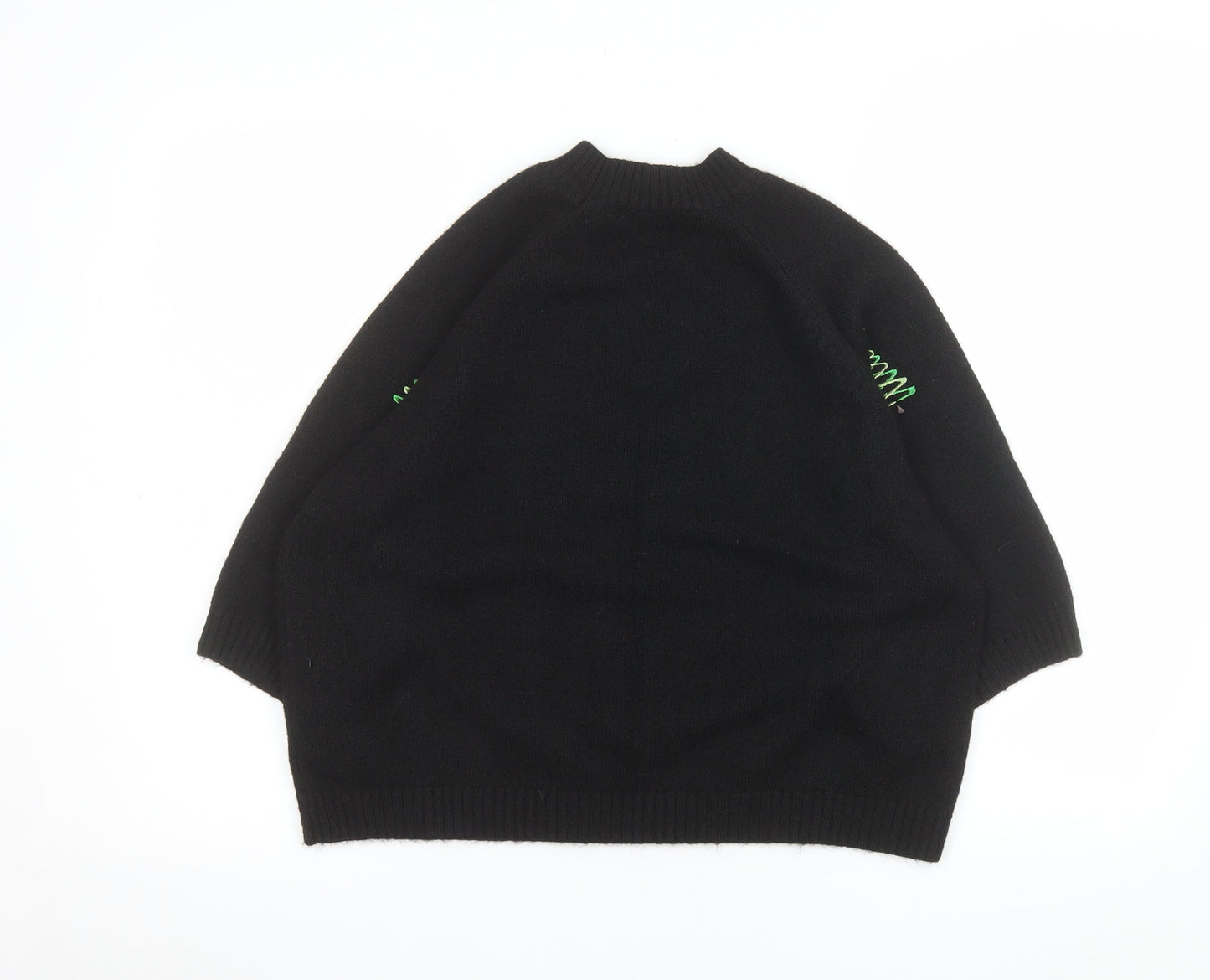 Next Women's Black Christmas Tree Embroidered Pullover Jumper M