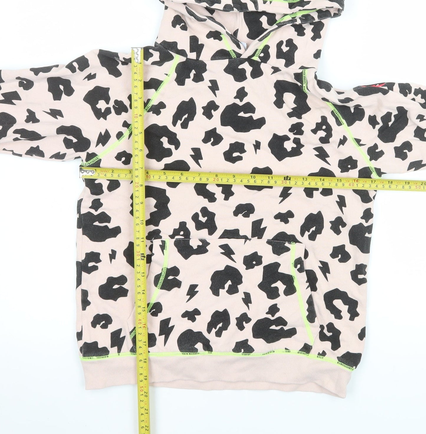 Scamp & Dude Girls Beige Leopard Print Pullover Hoodie 8-9 Years Organic Cotton