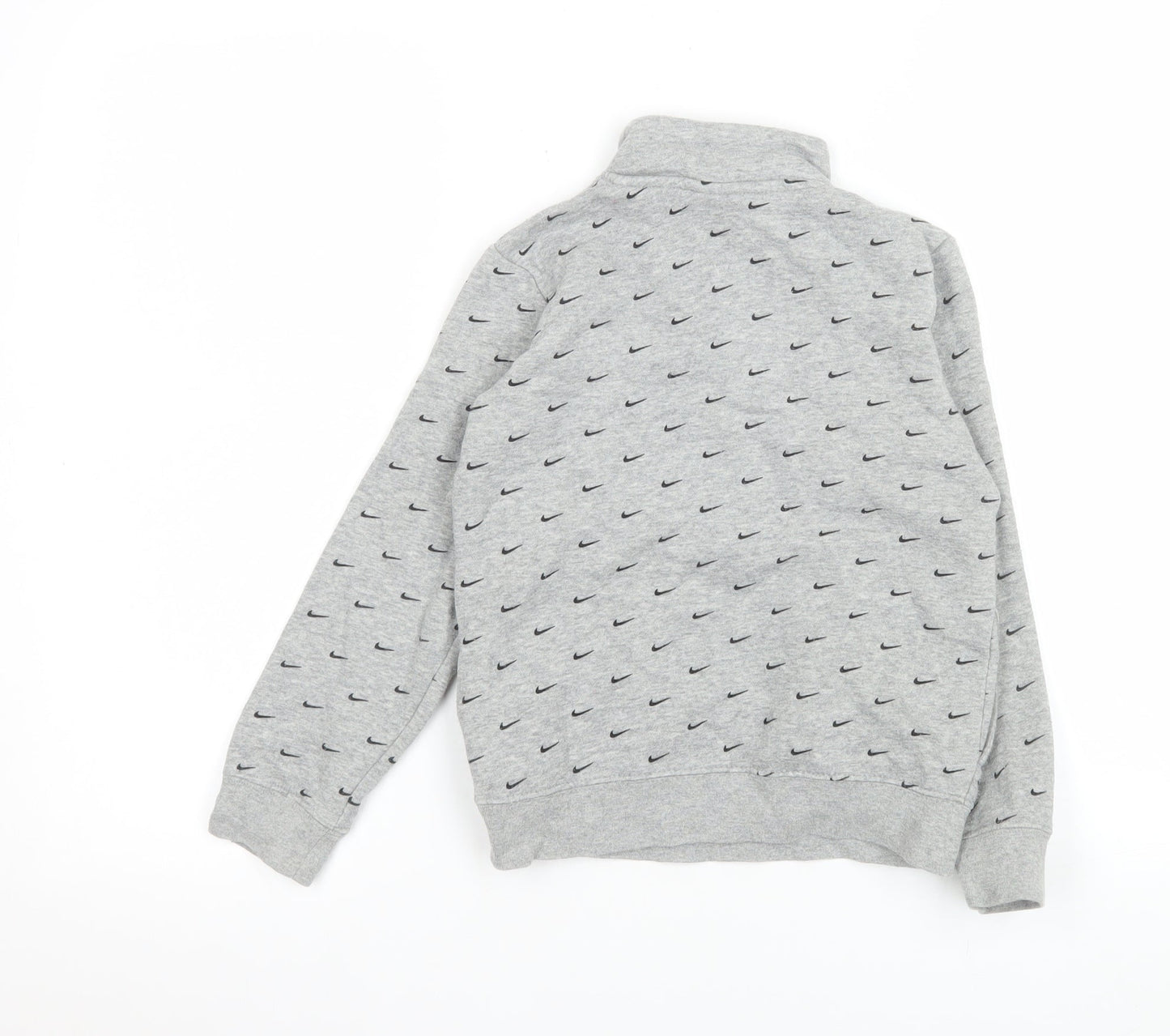 Nike Boys Grey 6-7 Years 1/4 Zip Fleece Sweatshirt with Logo Print