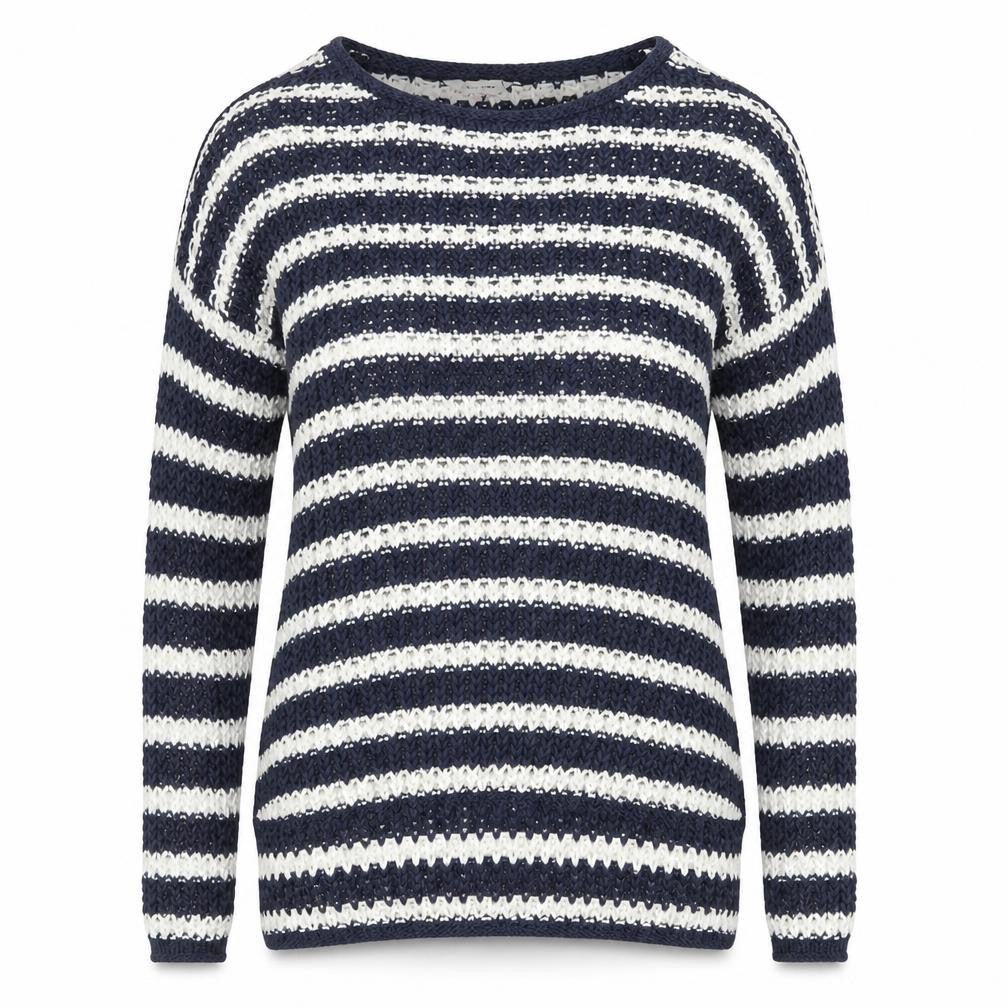 Phase Eight Women's Blue White Striped Open-Knit Jumper Size S