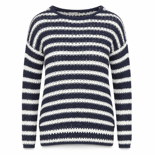 Phase Eight Women's Blue White Striped Open-Knit Jumper Size S