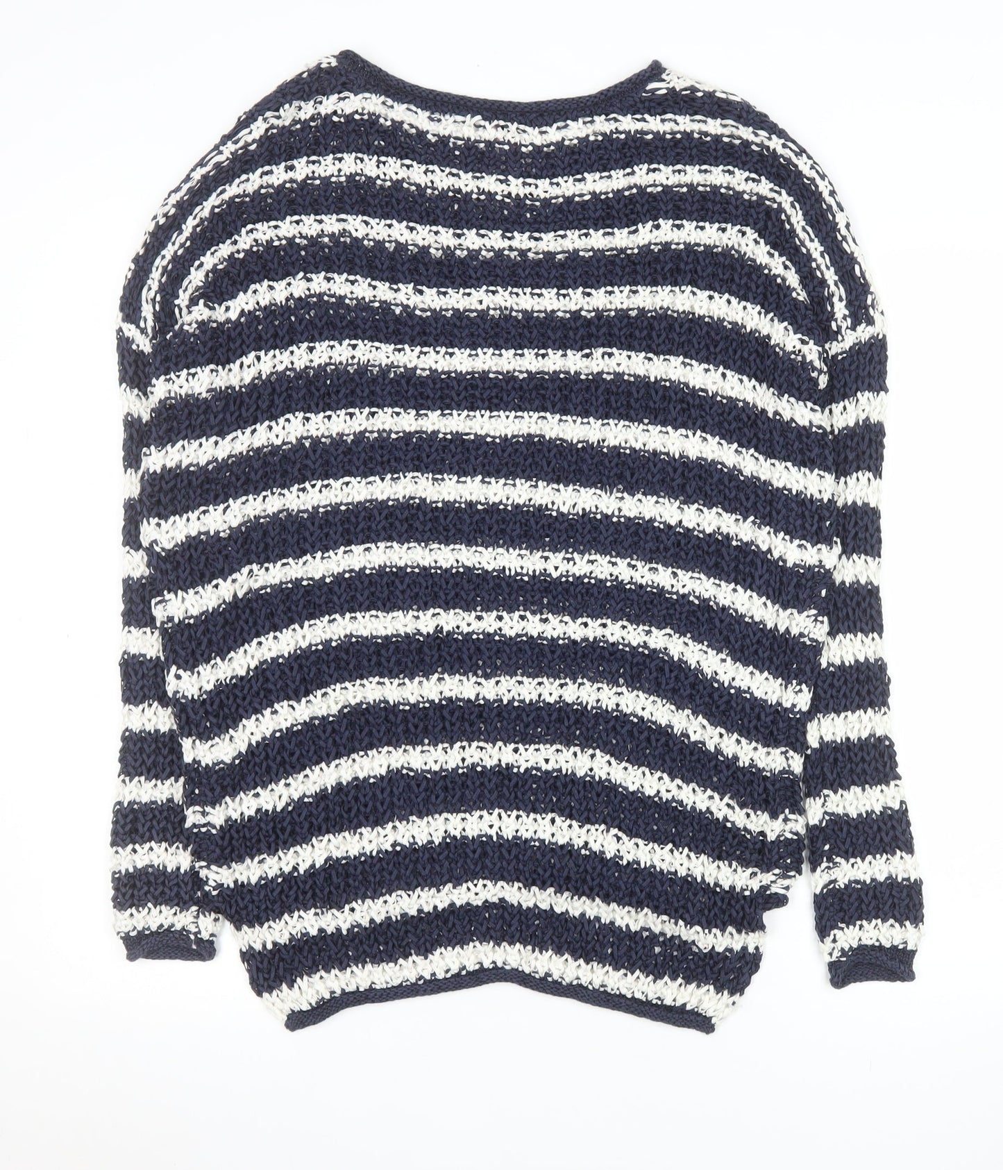 Phase Eight Women's Blue White Striped Open-Knit Jumper Size S