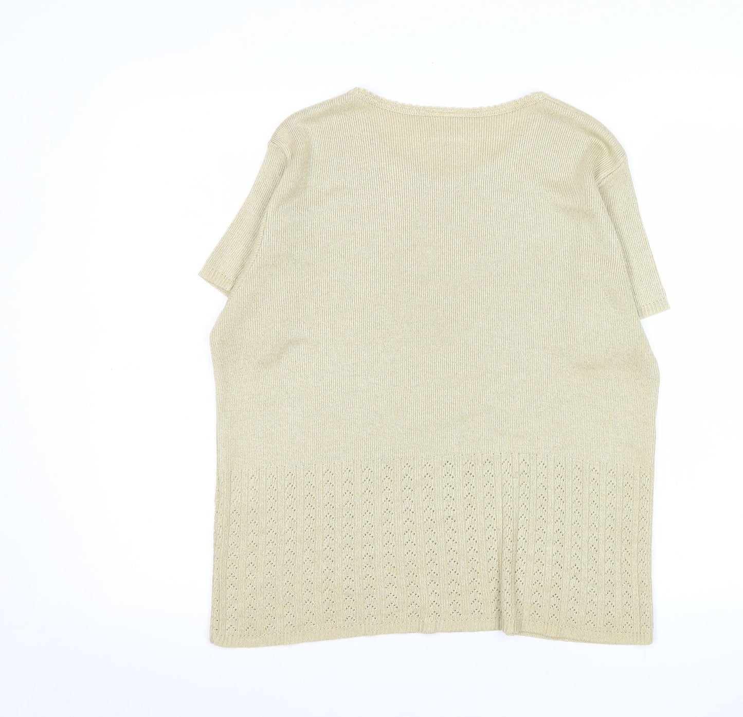Eastex Women Beige Knit Short Sleeve T-Shirt L