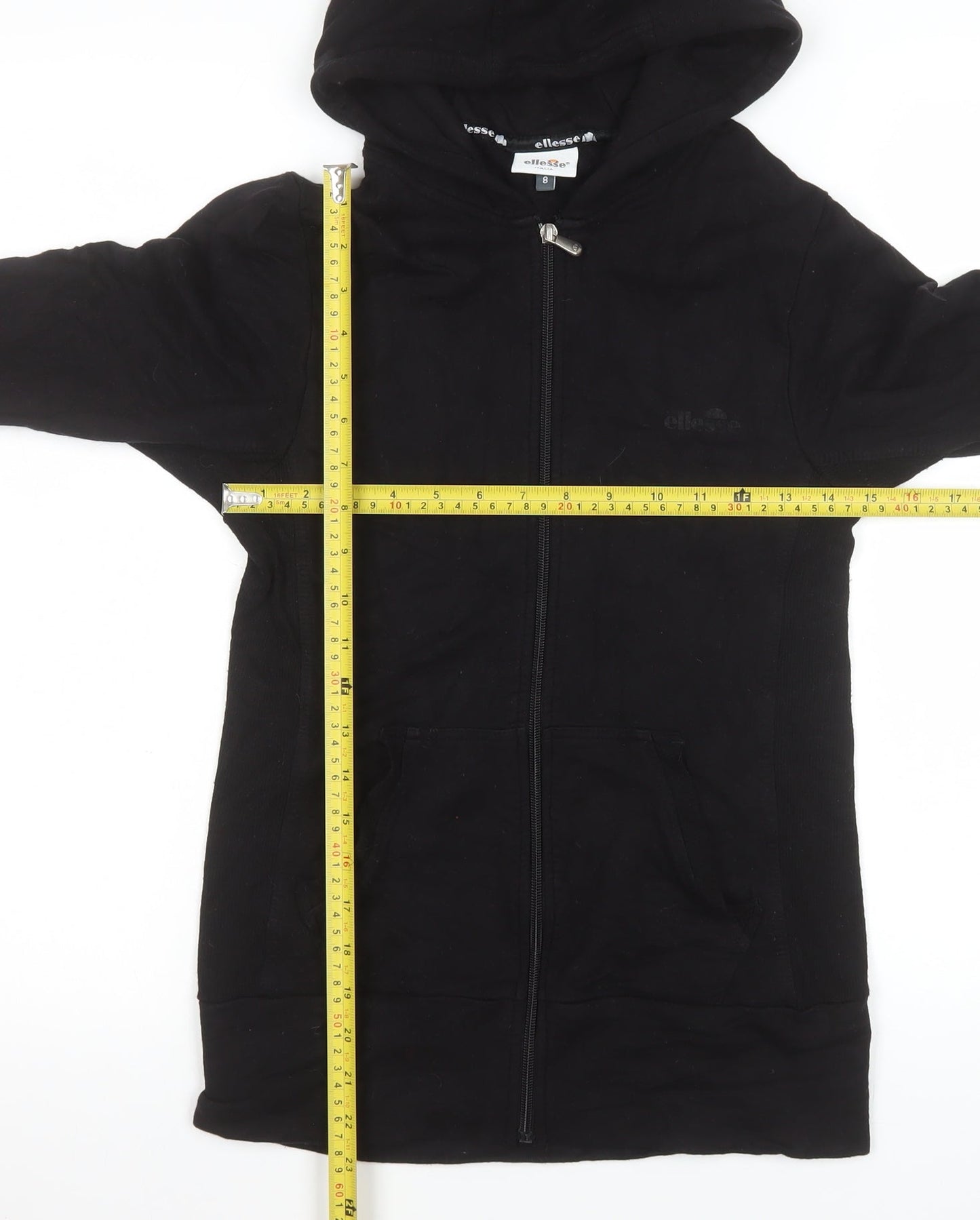 Ellesse Womens Black Size 8 Hoodie Zip Jacket Casual Sportswear