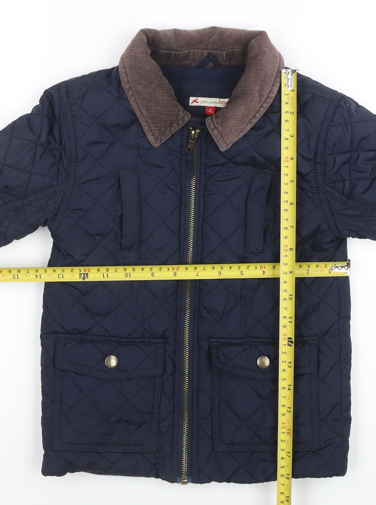 John Lewis Boys Blue Quilted Jacket 6 Years Polyester Lined Autumn Winter
