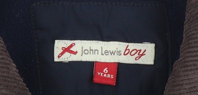 John Lewis Boys Blue Quilted Jacket 6 Years Polyester Lined Autumn Winter