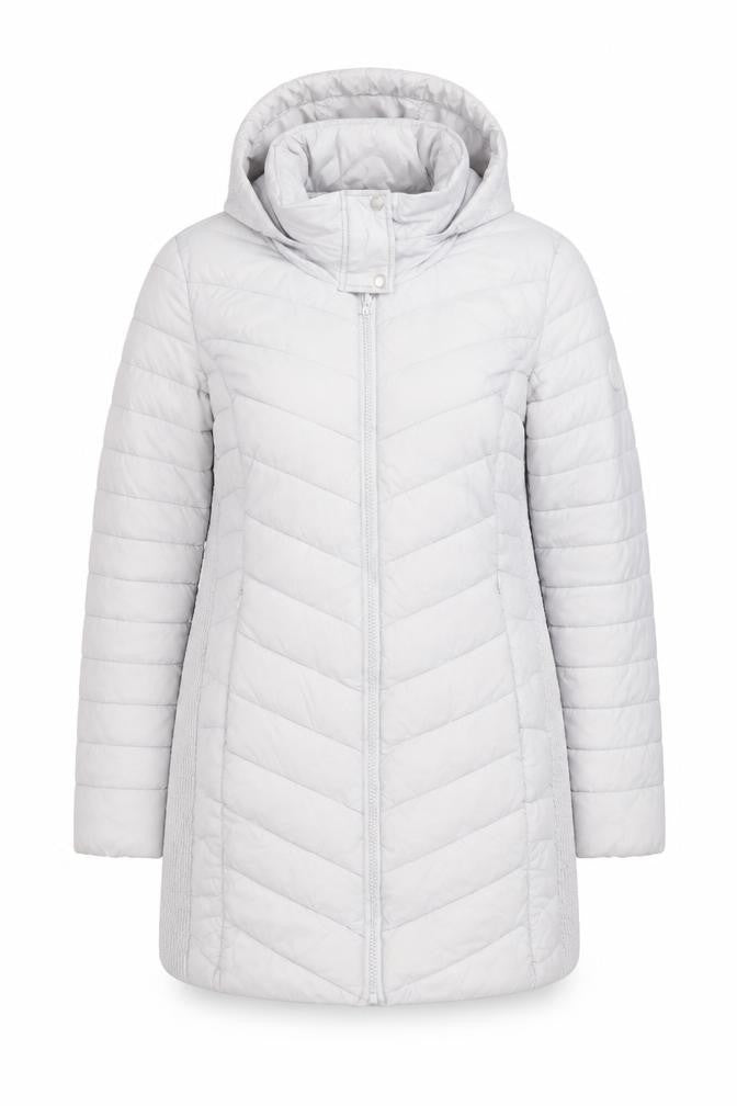 Seraphine Womens Grey 12 Hooded Quilted Puffer Jacket