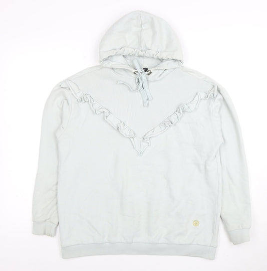 River Island Womens Light Blue Ruffle Pullover Hoodie XS