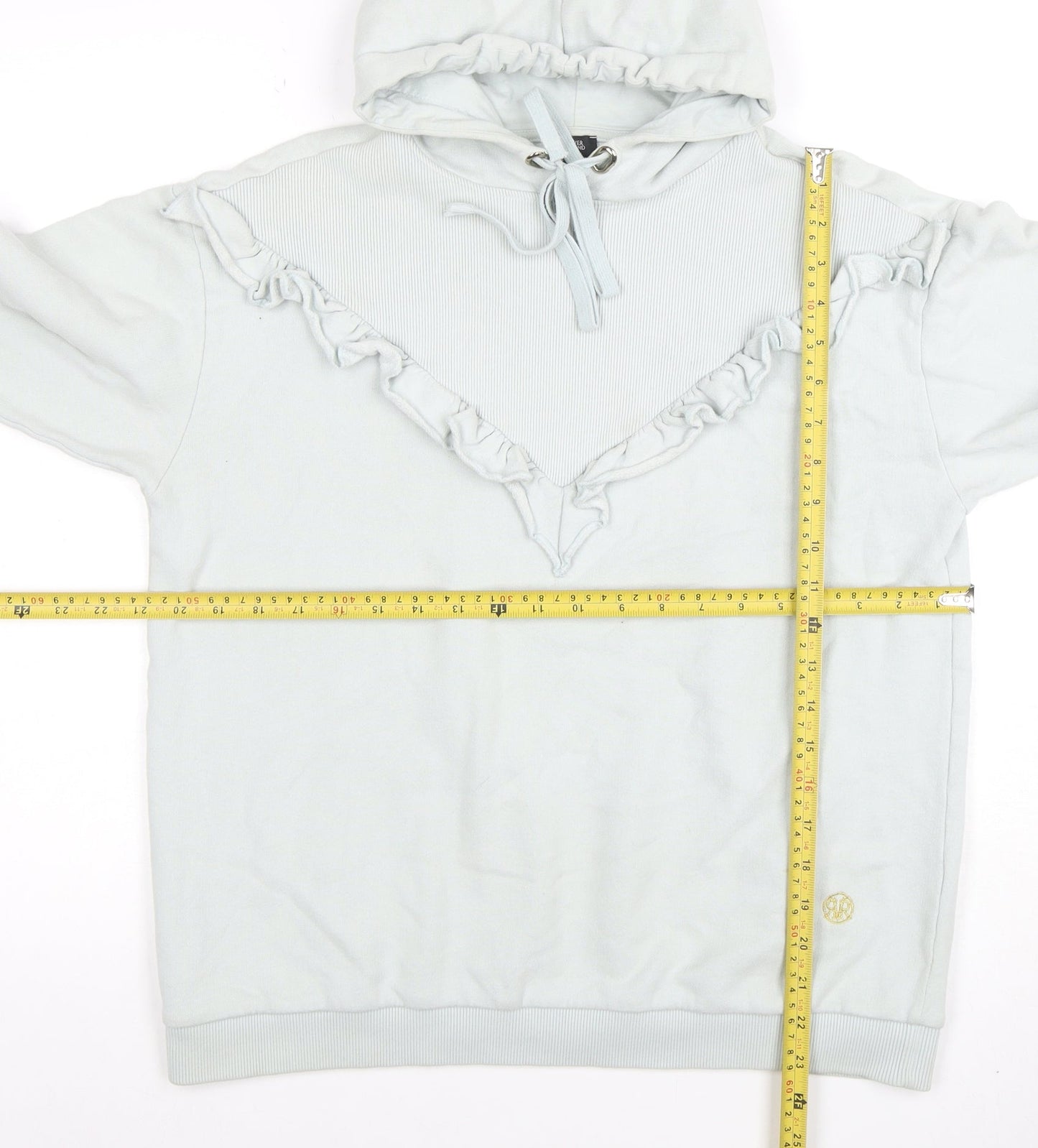 River Island Womens Light Blue Ruffle Pullover Hoodie XS