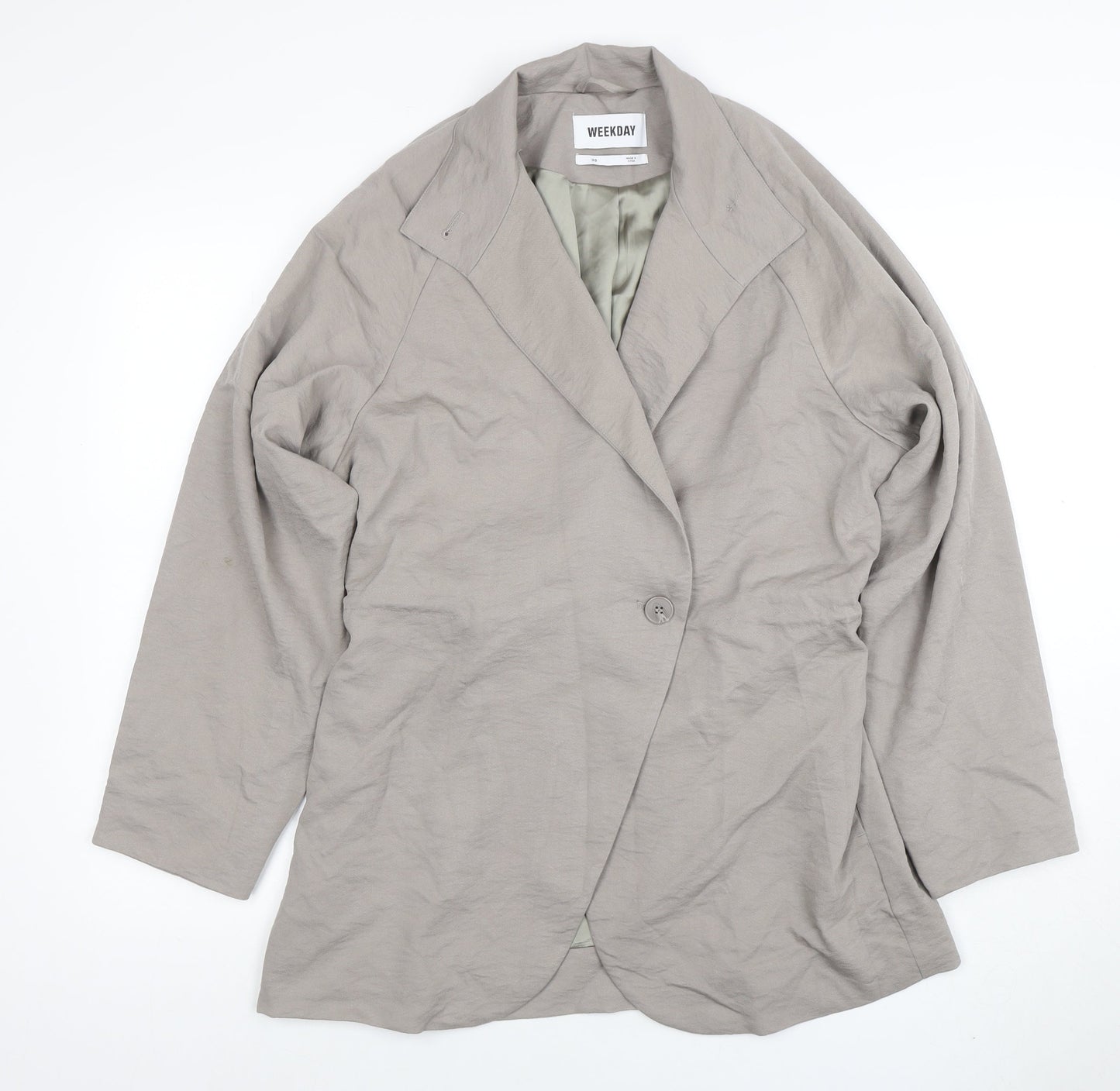 Weekday Women Beige Blazer Size 8 Classic Mid-Length Jacket