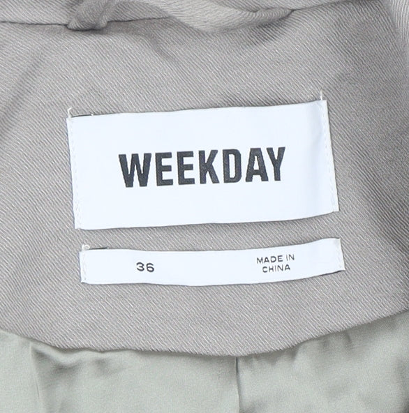 Weekday Women Beige Blazer Size 8 Classic Mid-Length Jacket