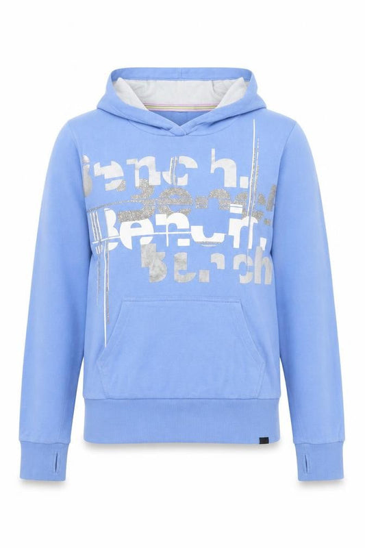 Bench Women Blue Hoodie Medium Pullover Graphic Cotton Sweatshirt