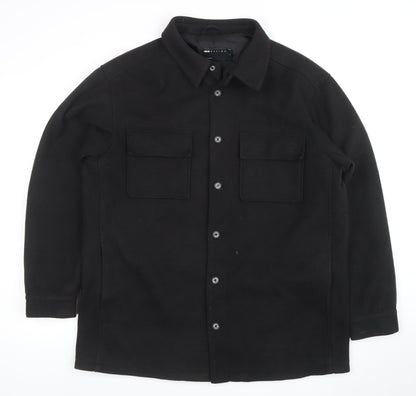 Additional front view of ASOS DESIGN Men's Black Mid-Length Wool Blend Jacket M 40in