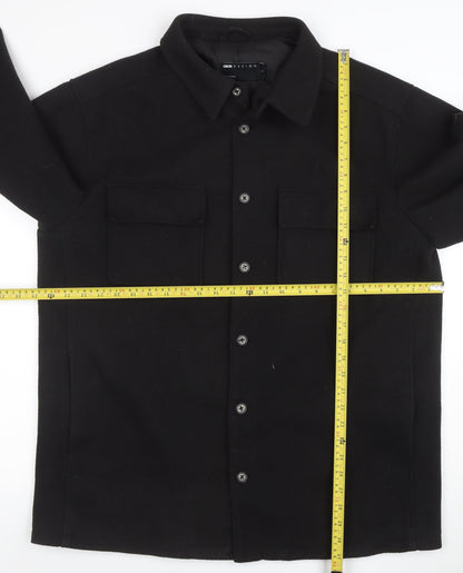 Back view of ASOS DESIGN Men's Black Mid-Length Wool Blend Jacket M 40in