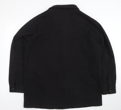 Close-up detail of ASOS DESIGN Men's Black Mid-Length Wool Blend Jacket M 40in
