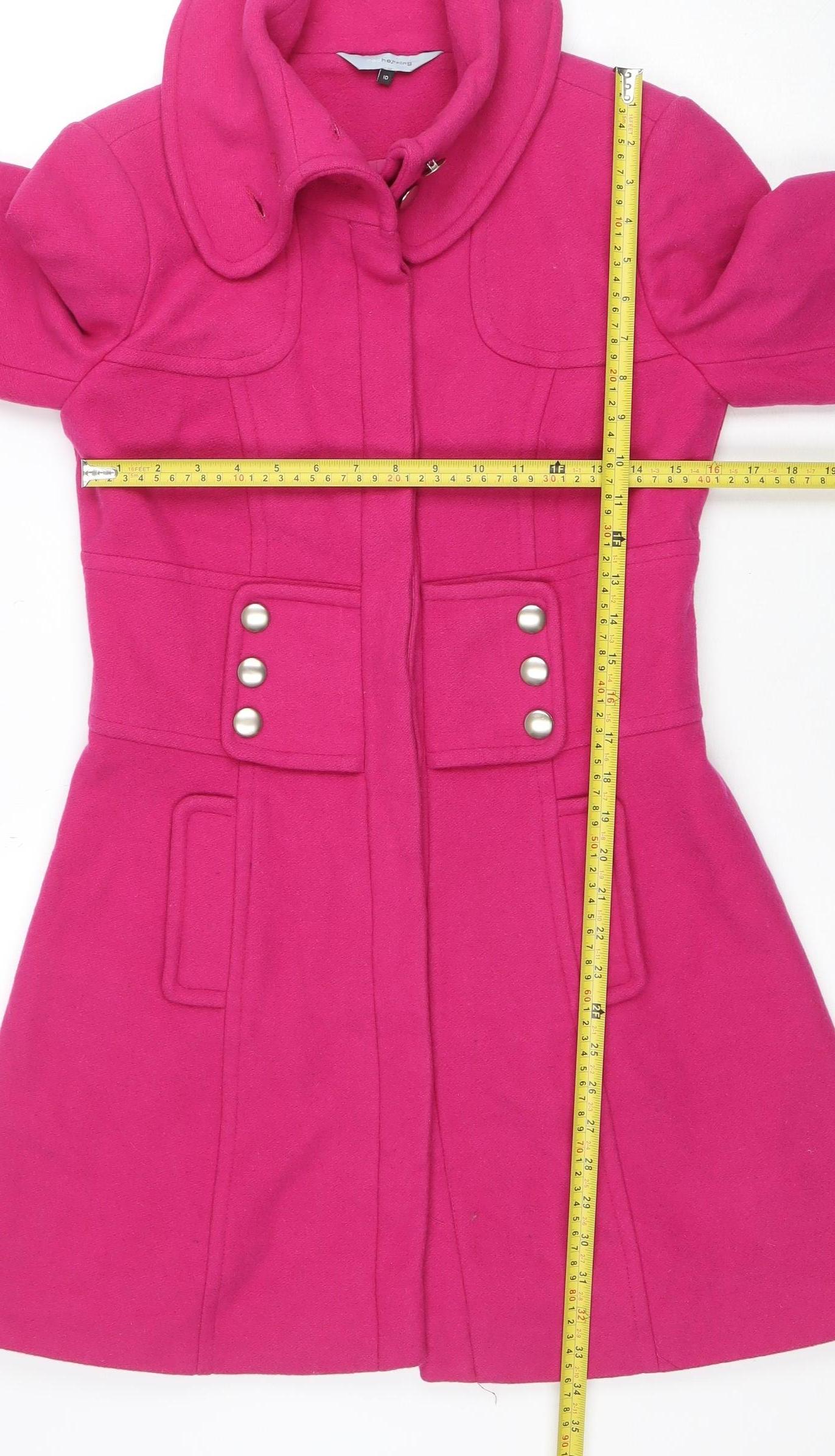 Red Herring Women's Pink Wool Blend Mid-Length Pea Coat Size 10