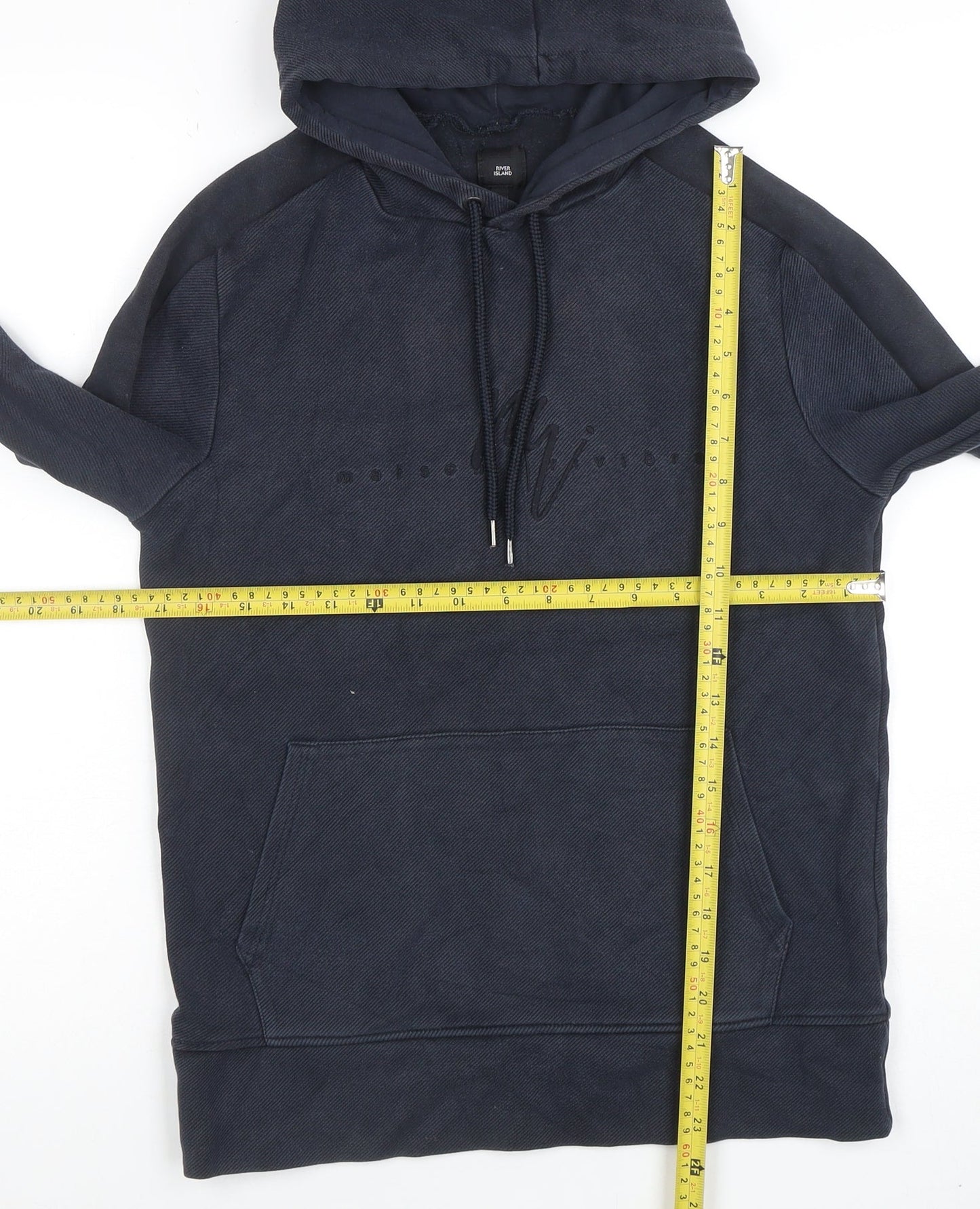 River Island Men’s Blue XS Pullover Hoodie with Logo