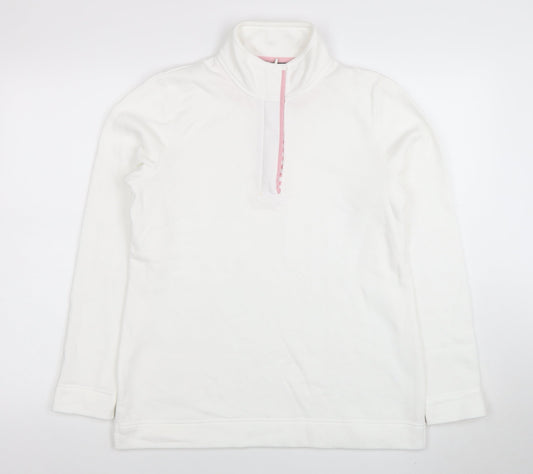 Love Leisure Women's White Size 10 Half Zip Fleece Sweatshirt