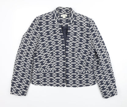 Monsoon Women's Blue Geometric Pattern Blazer Jacket Size 12
