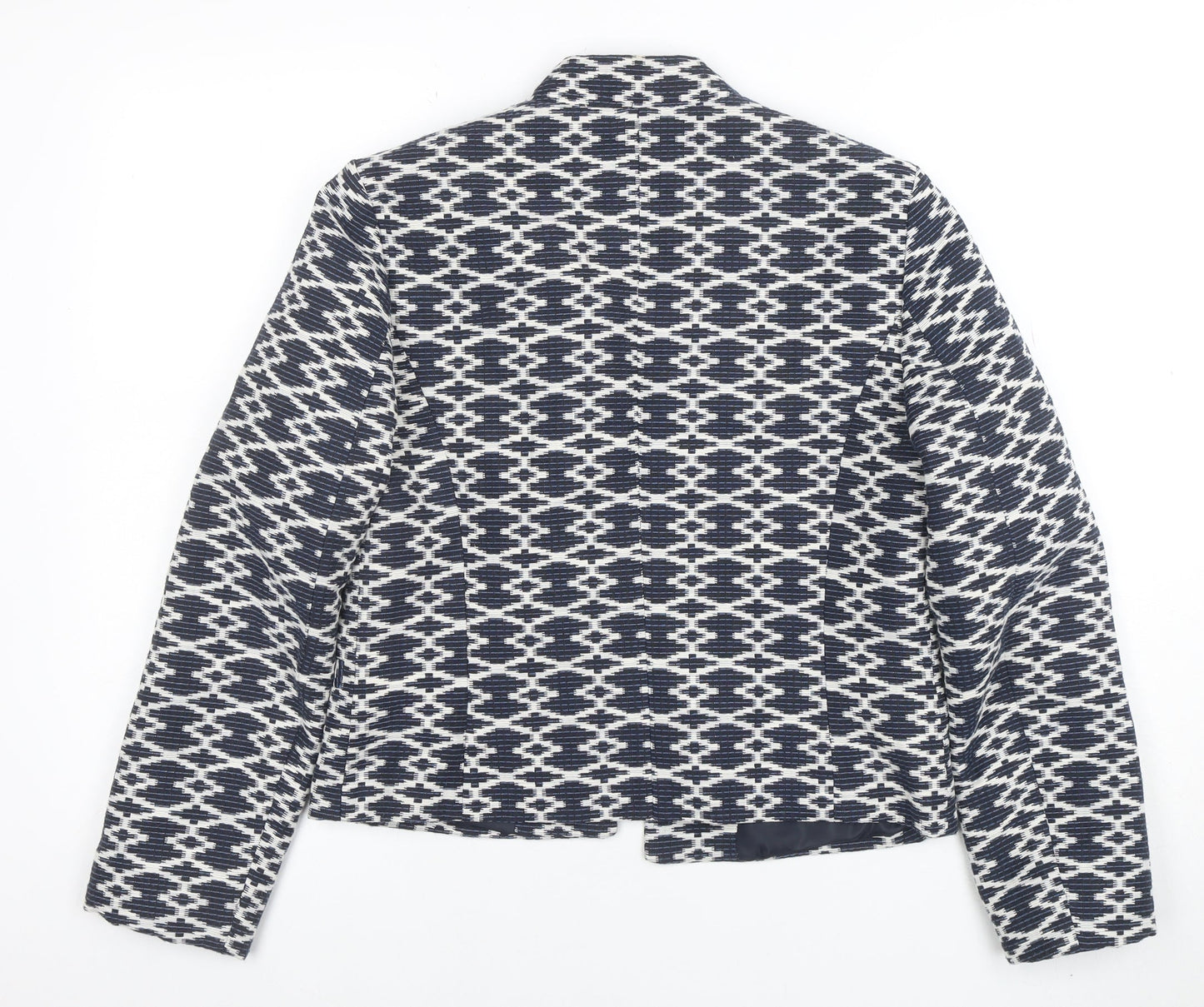 Monsoon Women's Blue Geometric Pattern Blazer Jacket Size 12