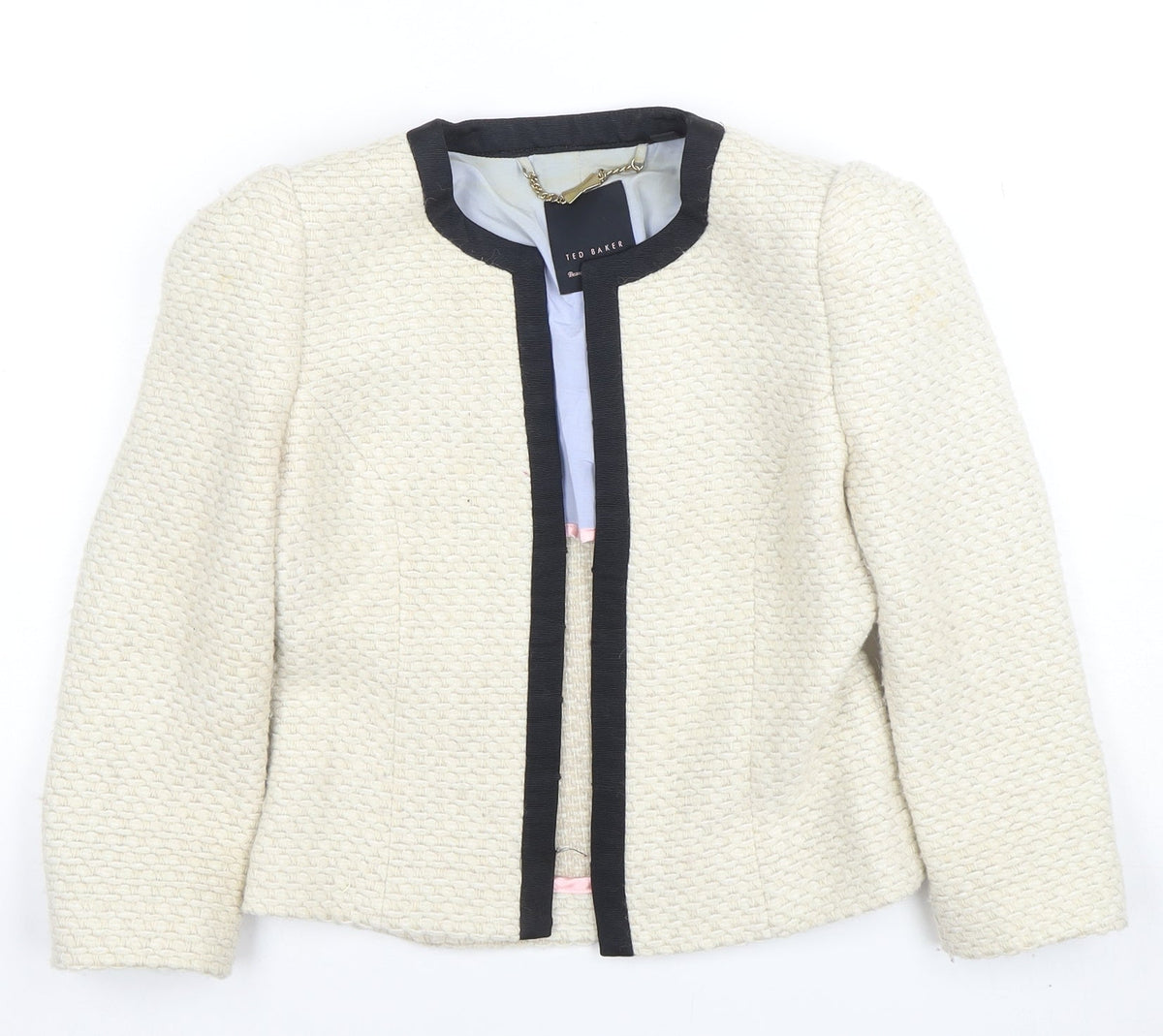 Ted Baker Women’s Ivory Woven Blazer Size 6 Classic Tailored Jacket