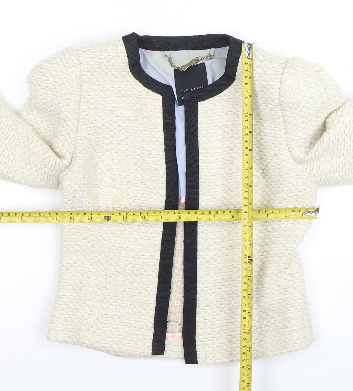 Ted Baker Women’s Ivory Woven Blazer Size 6 Classic Tailored Jacket