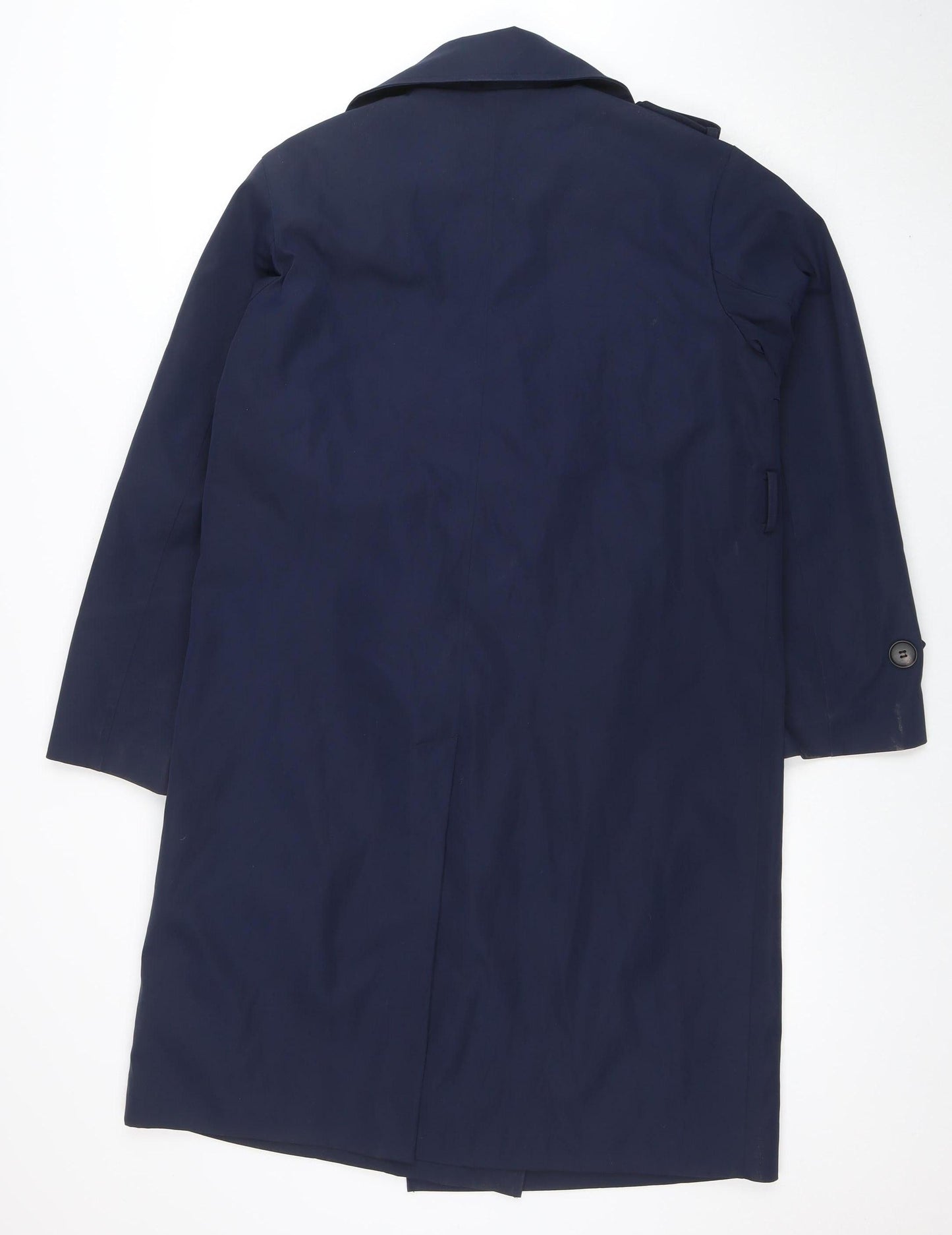TU Women’s Blue Trench Coat Size S Long Double Breasted Classic Style