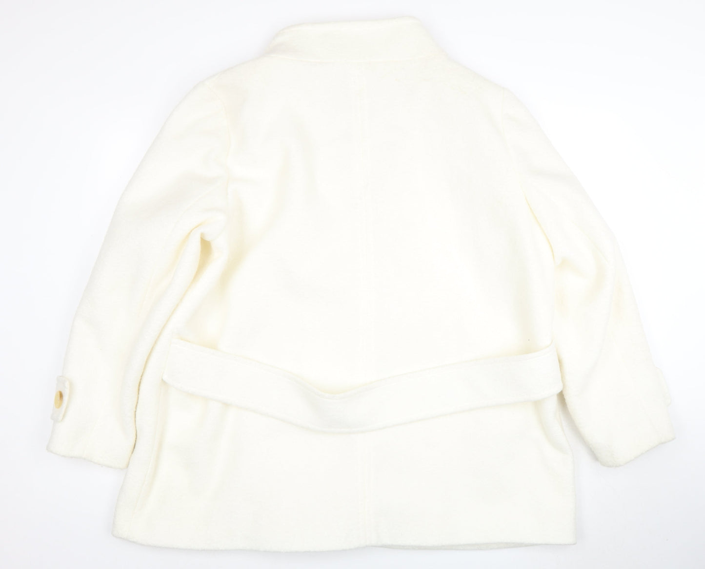 Next Women Ivory Wool Pea Coat UK 22 Double Breasted Winter Jacket